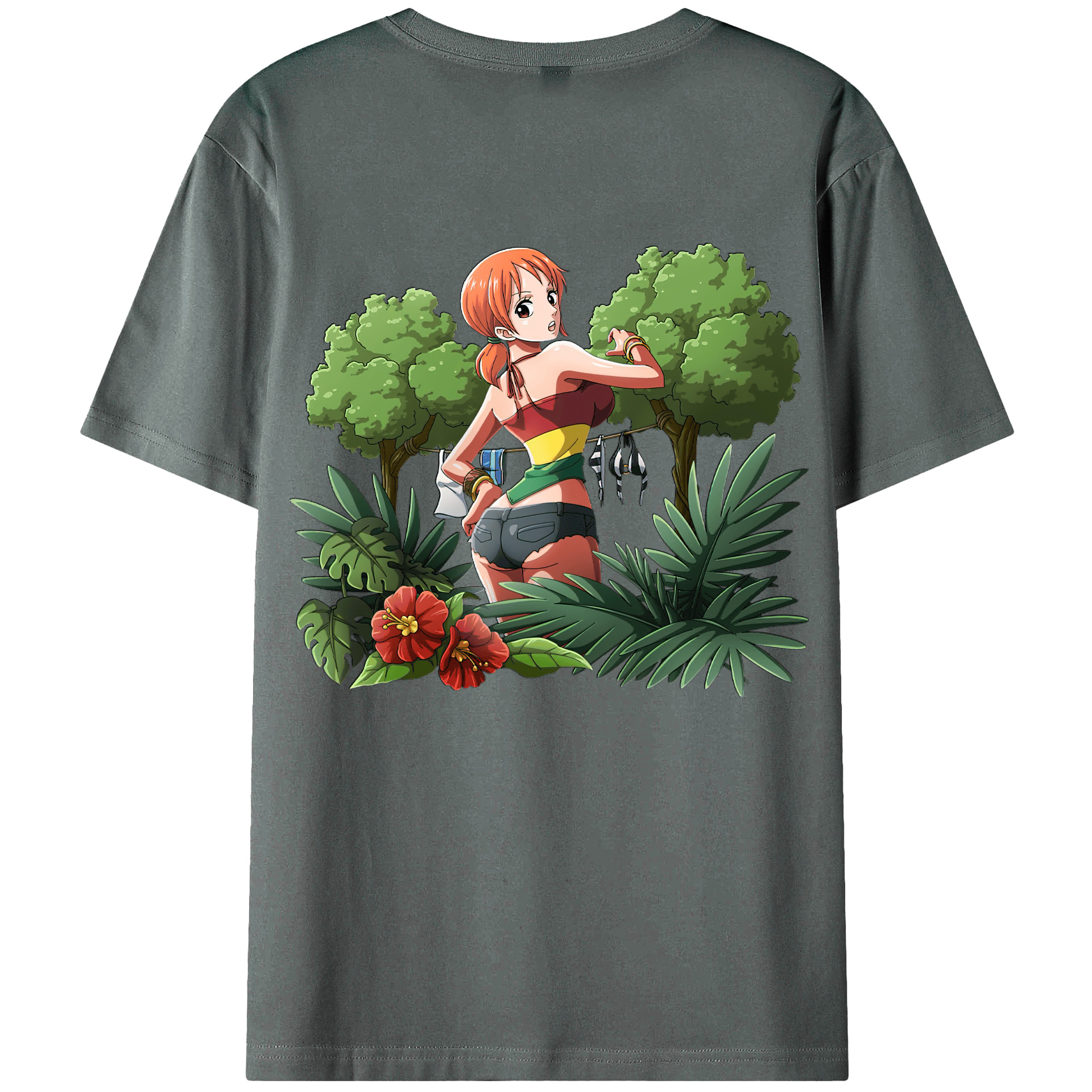 （画像用） ワンピース ナミ ONE PIECE Nami 綿100％ メンズ半袖Tシャツ（バックプリント） 通気性